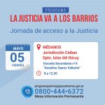 «La Justicia va a los barrios» estará el viernes en Médanos