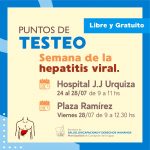Concepción del Uruguay ofrecerá puntos de testeos en la Semana de las Hepatitis Virales
