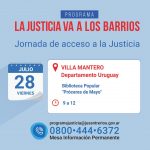 «La Justicia va a los barrios» prestará atención el viernes en Villa Mantero